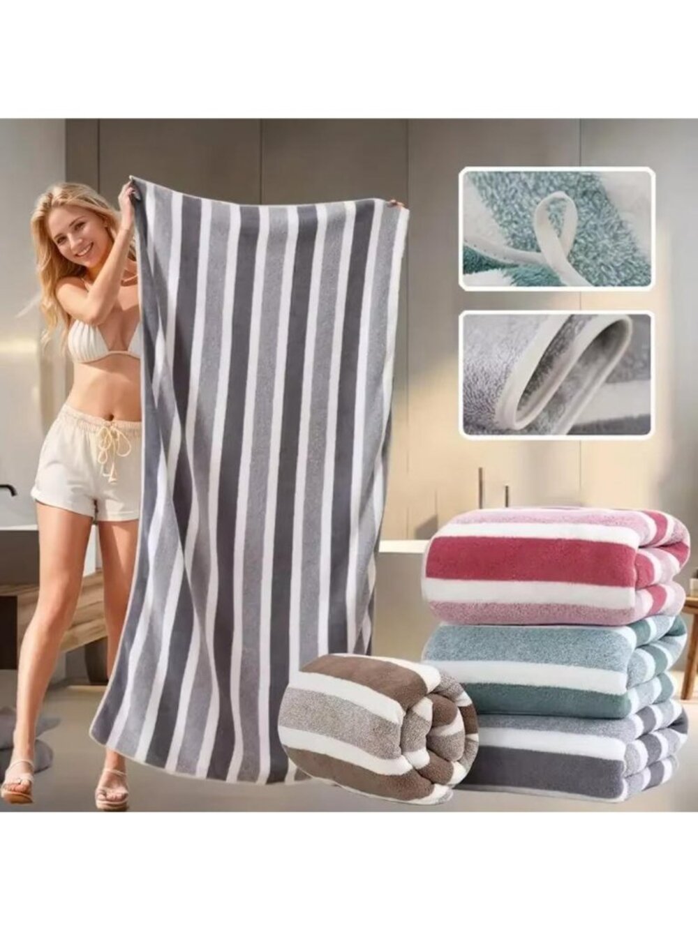 54x25inch 4PCS Thickened Absorbent Bath Towel Soft Face Towel for Home